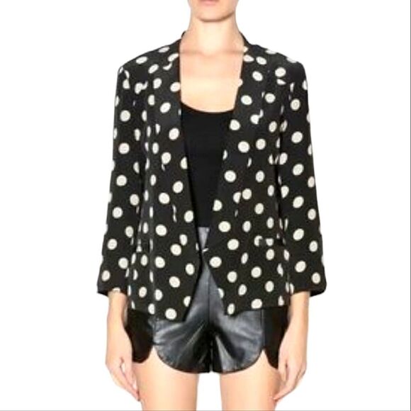Anthropologie Corey Lynn Calter Blazer Jacket Black Polka Dot - Picture 1 of 12